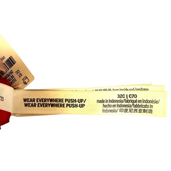 NWT Victoria’s Secret PINK Wear Everywhere Push-Up Bra 32C Red Sexy Underwire Ad - Picture 10 of 12